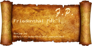 Friedenthal Pál névjegykártya